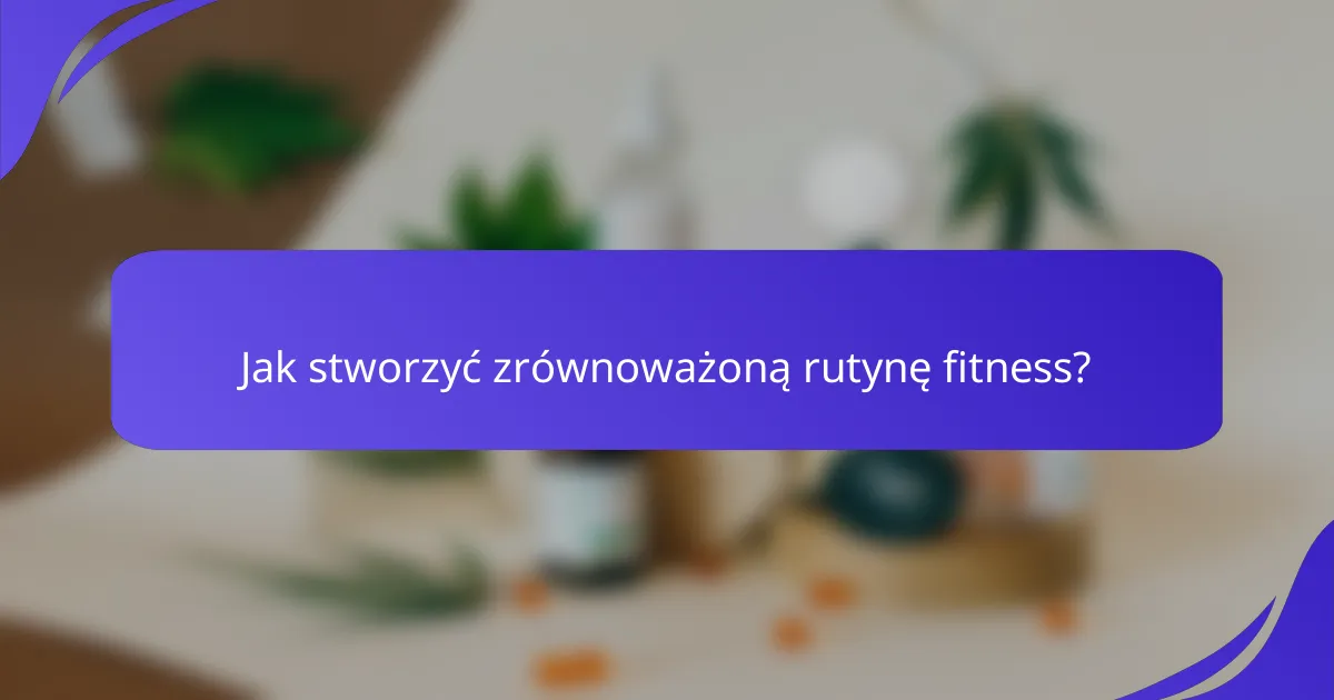 Jak stworzyć zrównoważoną rutynę fitness?