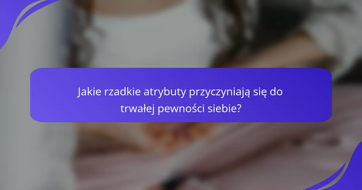 Jakie rzadkie atrybuty przyczyniają się do trwałej pewności siebie?