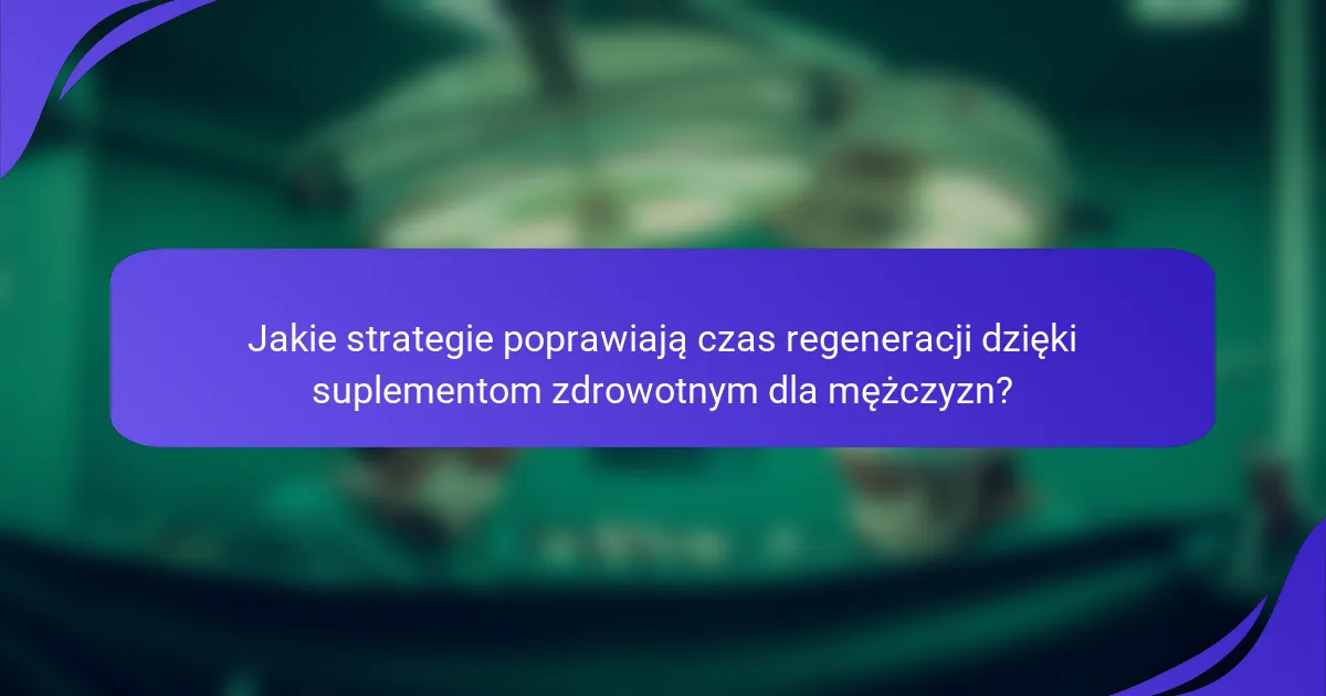 Jakie strategie poprawiają czas regeneracji dzięki suplementom zdrowotnym dla mężczyzn?