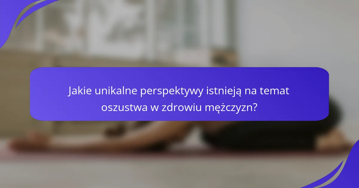 Jakie unikalne perspektywy istnieją na temat oszustwa w zdrowiu mężczyzn?